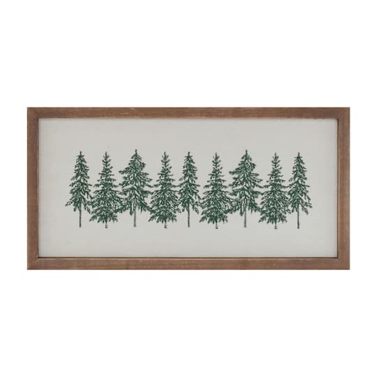 Melrose 16" x 8" Embroidered Pine Tree Wall Art